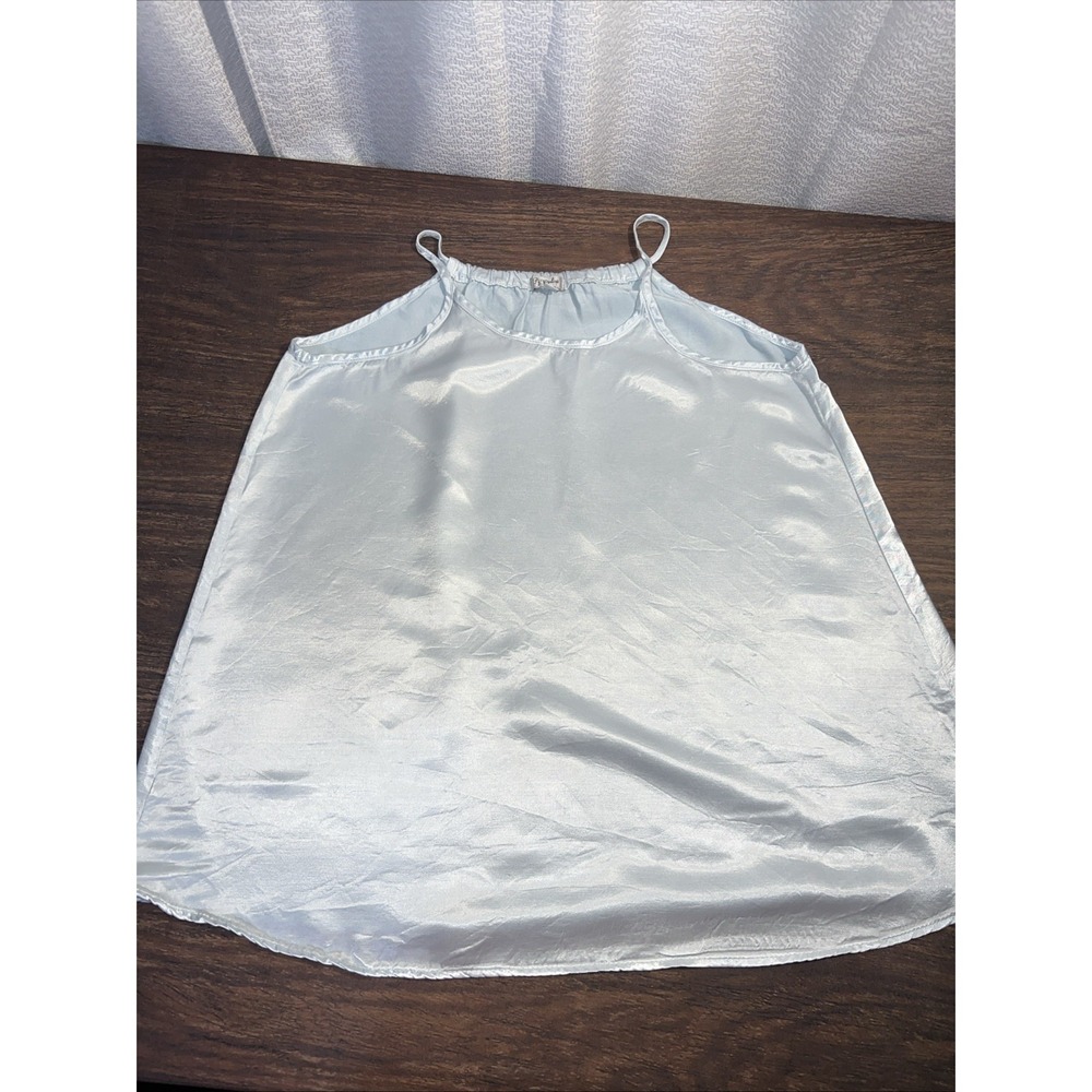 PJ Harlow 'Anne' Satin Rayon Blend Light Blue Camisole Tank Top Size Small